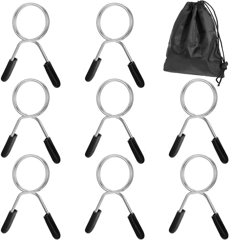 simarro Weight Clips for Bars, 8pcs 1 Inch Barbell Clamps Stainless Steel Weight Bar Clamps Barbell Collars Fitness Bar Clips Weight Bar Clamps for Weightlifting Strength Training Working Out - Image 1